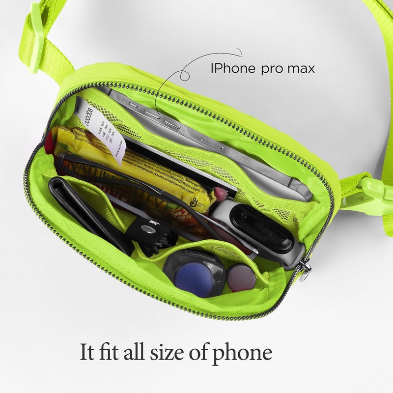 ODODOS حقيبة حزام صغيرة للجنسين مع حزام قابل للتعديل، حقيبة فاني صغيرة للتمارين، الجري، السفر، التنزه، نيون - Image 2
